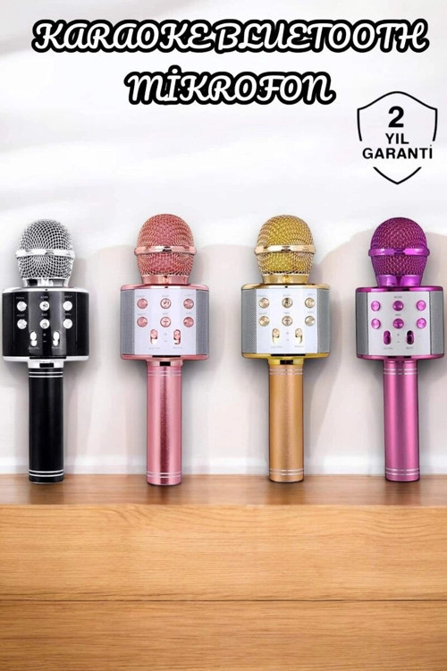 Şarjlı ve Uzun Pil Ömürlü Karaoke Mikrofon USB Bellek Destekli Profesyonel Ses