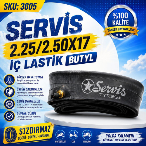2.25/2.50X17 İÇ LASTİK BUTYL Motosiklet İç Lastiği (1 ADET)