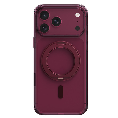 İphone 18 Pro Max Kılıf M-Safe Özellikli Air Stand Serisi Aynalı Arka Yüzey Standlı Bordo