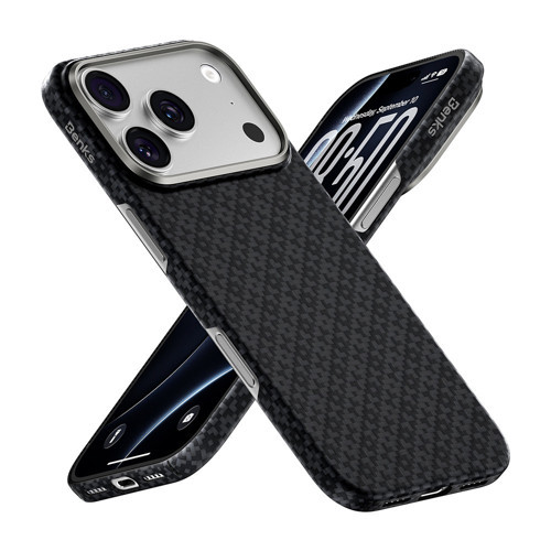 İphone 18 Pro Kılıf M-Safeli Armorair Armorgrid Yüksek Kamera Çerçevesi C1 Kevlar Karbon Siyah