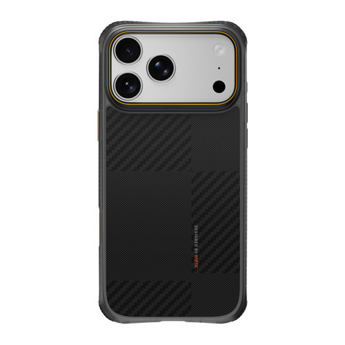 İphone 18 Pro Kılıf M-Safe Uyumlu Aramid Dual Karbon Fiber Mondrian Serisi Kapak Siyah