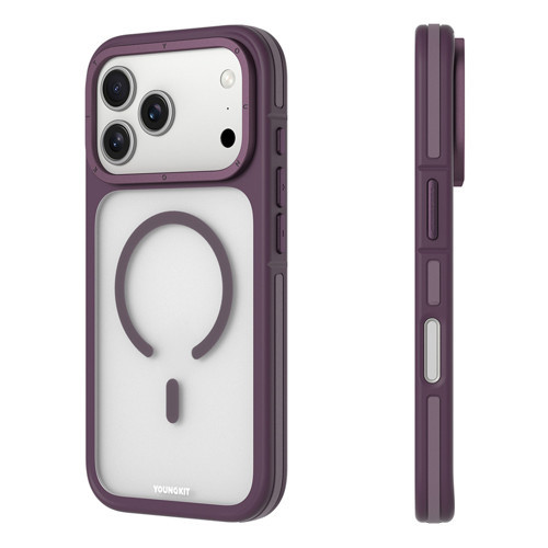 İphone 17 Pro Uyumlu Kılıf M-Safe Şarj Özellikli Rock Sand Serisi Kapak Bordo