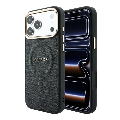 İphone 18 Pro Max Kılıf Lisanslı M-Safe Uyumlu C-Magnet 4G Desenli Yazı Logolu Kapak Siyah