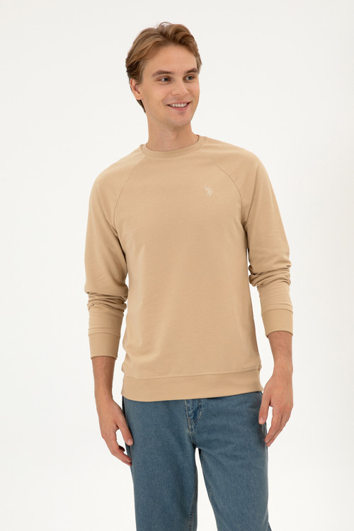 Erkek Regular Fit Bisiklet Yaka Kum İnce Basic Sweatshirt 50313752-VR085