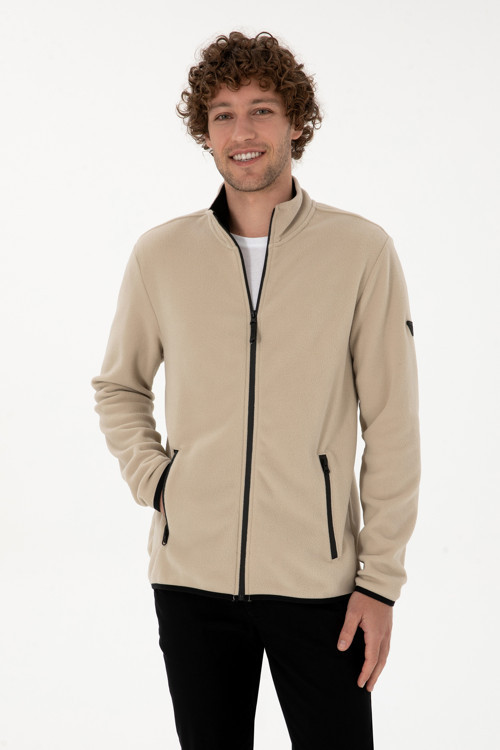 Erkek Regular Fit Koyu Bej Polar Örme Hırka 50313779-VR088
