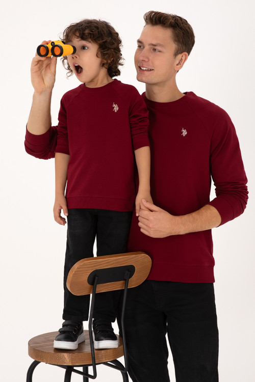 Erkek Regular Fit Bisiklet Yaka Bordo İnce Basic Sweatshirt 50313752-VR014