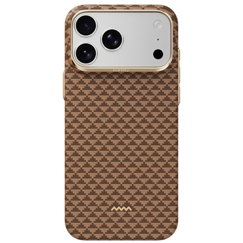 İphone 18 Pro Kılıf M-Safe Şarj Özellikli Aramid Skin Origin Serisi Karbon Kapak Kahverengi