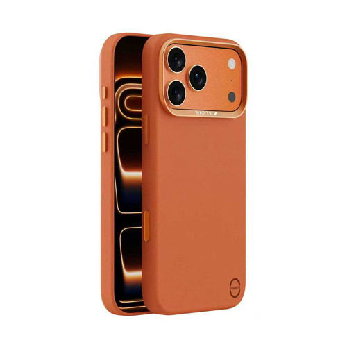 İphone 18 Pro Uyumlu Kılıf M-Safe Şarj Özellikli Polimerik Deri Urban Nano Kapak Turuncu