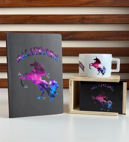 Galaxycorn Ahşap Kutulu Kupa Ve Defter Seti