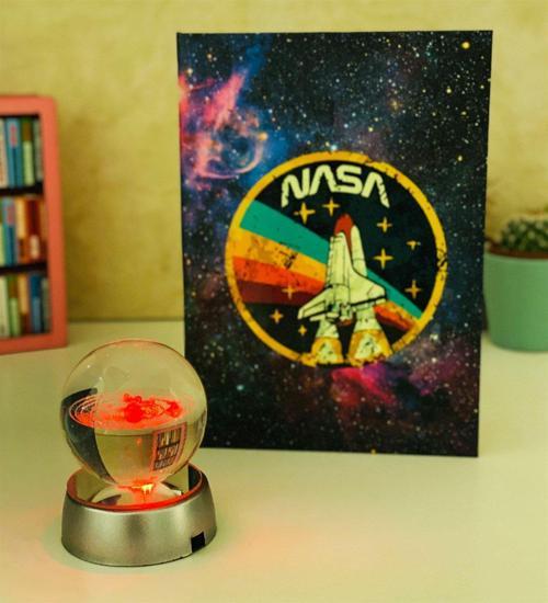 Güneş Sistemi Işıklı Cam Küre Ve Nasa Uzay Mekiği Lastikli Defter Set
