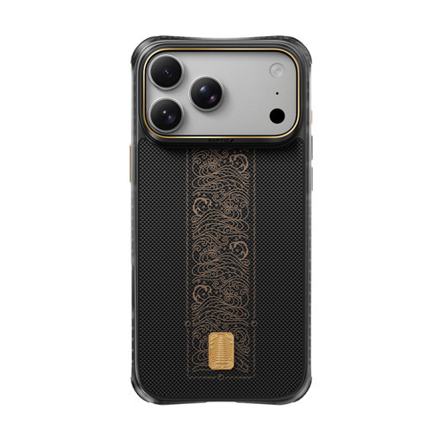 İphone 18 Pro Kılıf M-Safeli Aramid Dual Rise Serisi 24 Ayar Altın Kaplamalı Karbon Siyah