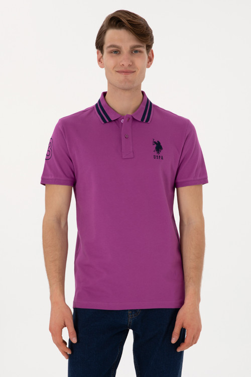 Erkek Slim Fit Polo Yaka Menekşe Basic Tişört 50298010-VR037