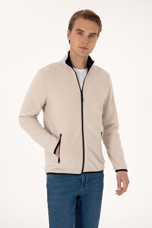Erkek Regular Fit Taş Polar Örme Hırka 50313779-VR049