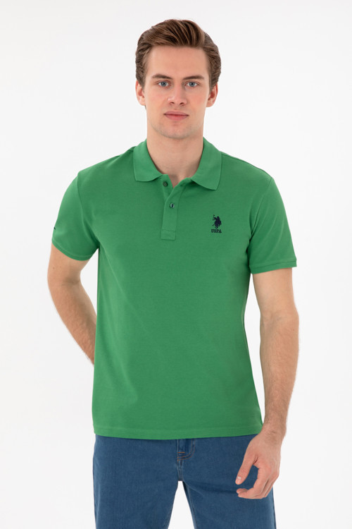 Erkek Slim Fit Polo Yaka Yeşil Basic Tişört 50298041-VR054