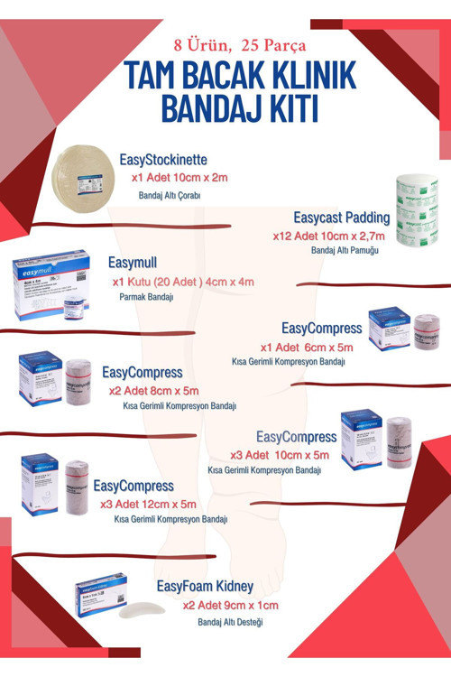 Lenfödem (ALT EKSTREMİTE) Tam Bacak Kompresyon Bandaj Seti