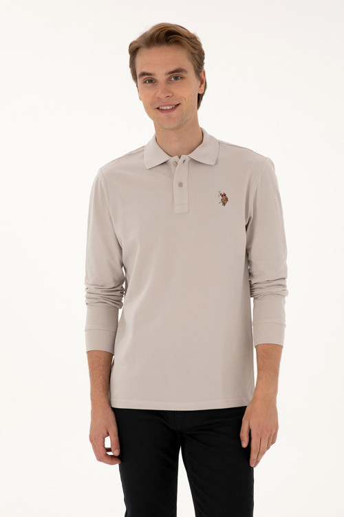 Erkek Regular Fit Polo Yaka Taş Basic Sweatshirt 50313772-VR049