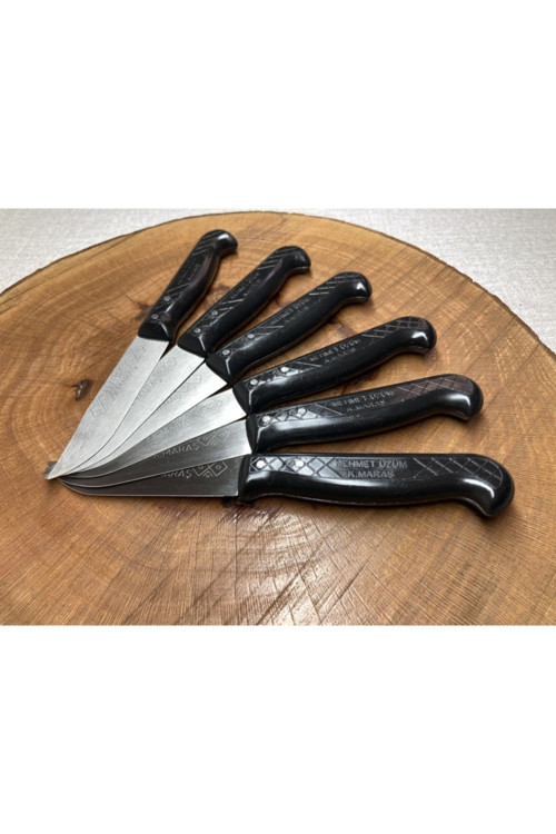 Meşhur Maraş (6'LI SET) Üzüm Meyve Bıçağı Siyah