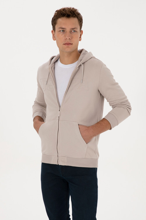 Erkek Regular Fit Fermuarlı Kapüşonlu Taş Örme Hırka 50313719-VR049