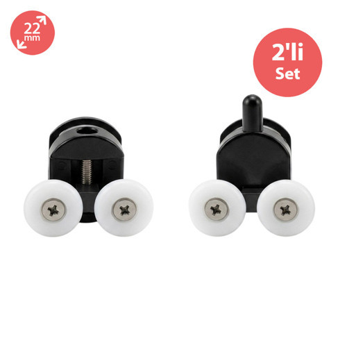 Duşakabin Tekerleği Metal Gövdeli Siyah 2 Li Set Teker Çapı 22 mm