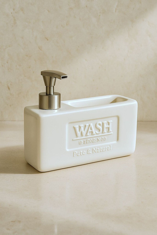 Sueza Tezgah Üstü Sünger Hazneli Sıvı Sabunluk 750 Ml - Mutfak Banyo Evye Yanı Sabunluk Seti