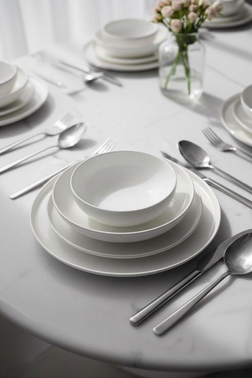 Zühre 24 Parça 6 Kişilik Modern Porselen Yemek Takımı-Premium Servis Seti