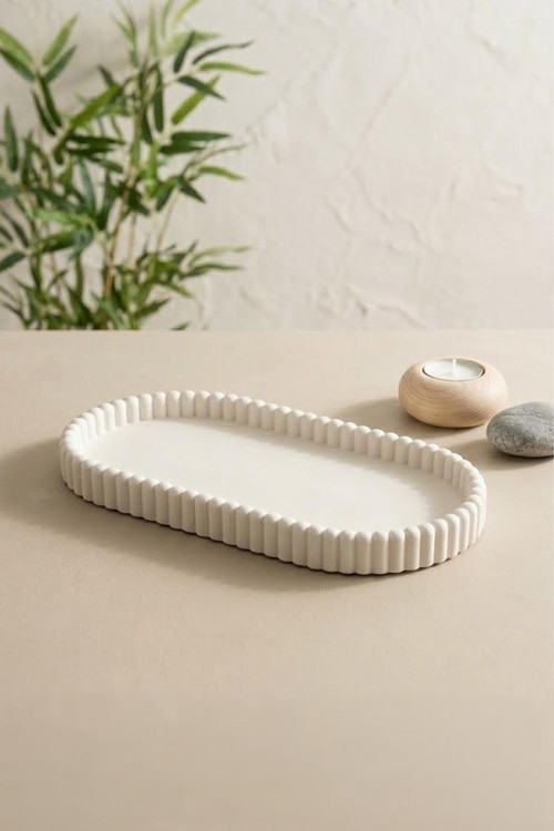 Retro Oval Kahvaltılık Ve İkram Tepsisi 24 Cm