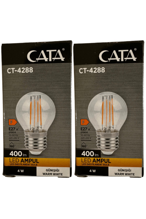 Ct-4288 4W 2700K (Günışığı) E27 Duylu Led G45 Filament Ampul (2 Adet)