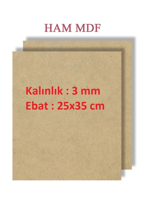 - 3 Adet Duralit Ham Mdf 3 Mm 25x35 Cm B4 ( Resim Kağıdı Ölçüsü )