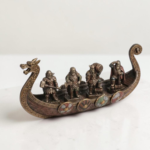 WISE Viking Savaş Gemisi 28,5 cm Dekoratif Obje – Poliresin Tarihi Gemi Modeli
