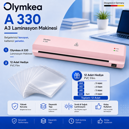 A330 A3 Laminasyon Makinası&12 Adet PVC Hediyeli