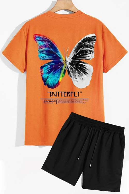 Butterfly Sırt Baskılı Şort T-shirt Eşofman Takımı