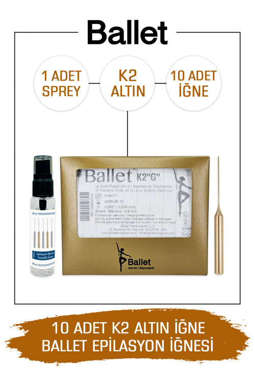 K2 Altın Epilasyon İğnesi 10 Adet K2 Gold İğneli Epilasyon İğnesi