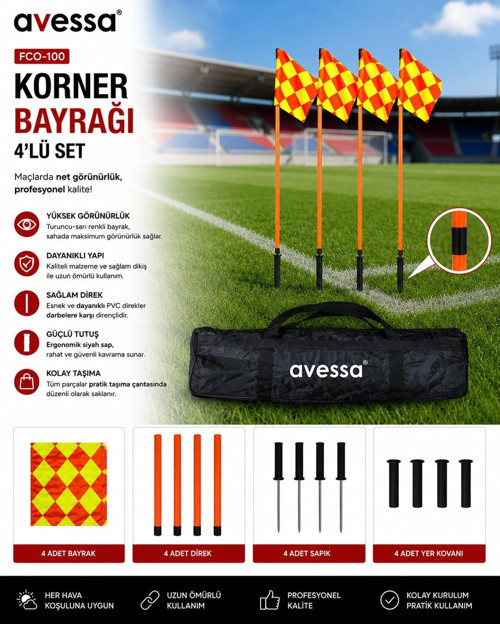 Fco-100 Korner Bayrağı 4lü Set