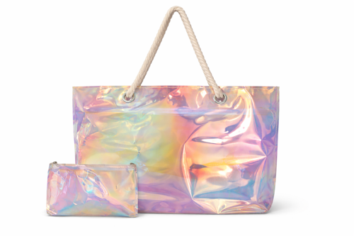 Kadın Hologram- Su Geçirmez -fermuarlı -şeffaf Plaj Çantası- 45*35 Cm- Kol Ve Omuz Çantası