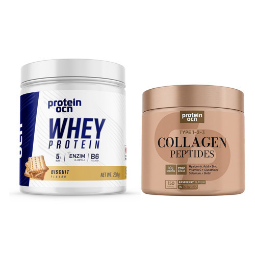 Whey Protein Bisküvi 200 gr + Kolajen | Ahududu - 6 Farklı Bileşen İlaveli 150 gr 2 li