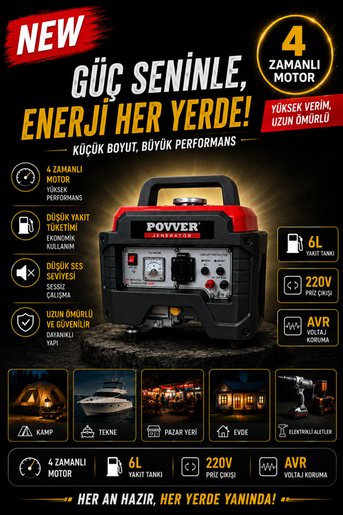 LT2000 En 1.40 Kva Ipli Marşlı Benzinli Jeneratör