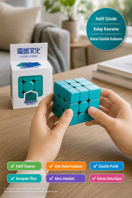 MoYu MFJS Mirror Cube V2 3x3 Ayna Küp Stickerless Aurora Green Metalik Puzzle Zeka Oyuncağı 5,6 cm