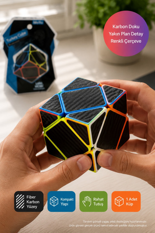 MoYu Skewb Zeka Küpü MF8960 Fiber Karbon Desenli Renkli Eğitici Akıl Mantık Hobi Puzzle Oyunu 5,4 cm
