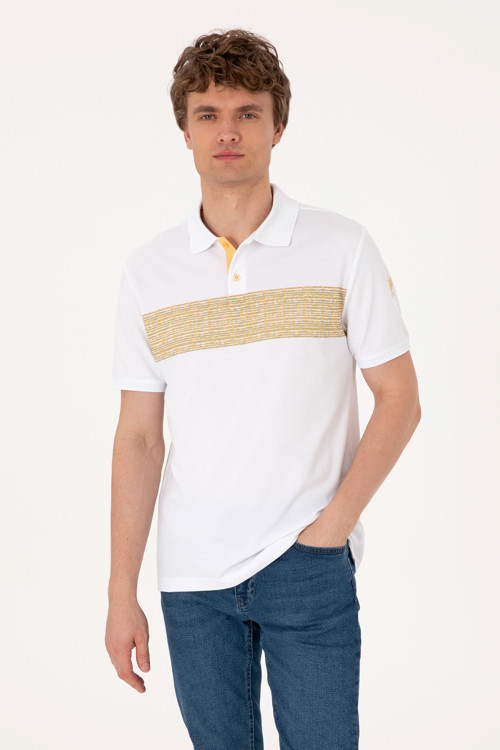Erkek Regular Fit Polo Yaka Beyaz Tişört 50306812-VR049