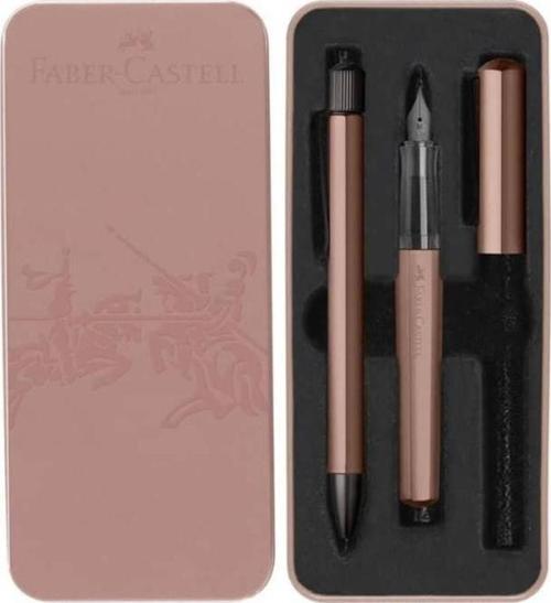 Faber-Castell Hexo Dolmakalem-Tükenmez Kalem Metal Kutu Hediye Seti Bronz