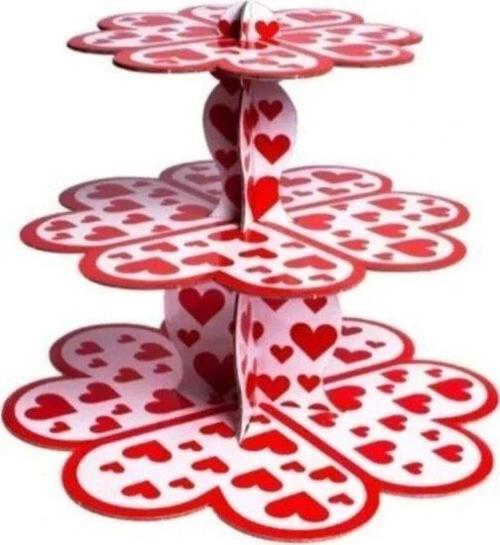 MYEBI KARTON CUPCAKE STANDI KIRMIZI KALPLİ