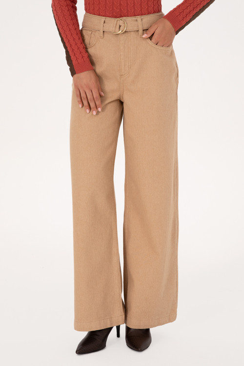 Kadın Camel Loose Fit Jean Pantolon 50308367-DN0033