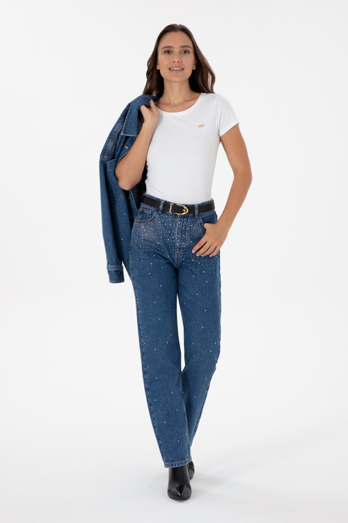 Kadın Mavi Straight Fit Jean Pantolon 50312351-DN0022