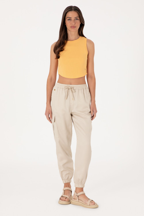 Kadın Taş Kanvas Jogger Fit Pantolon 50300230-VR049