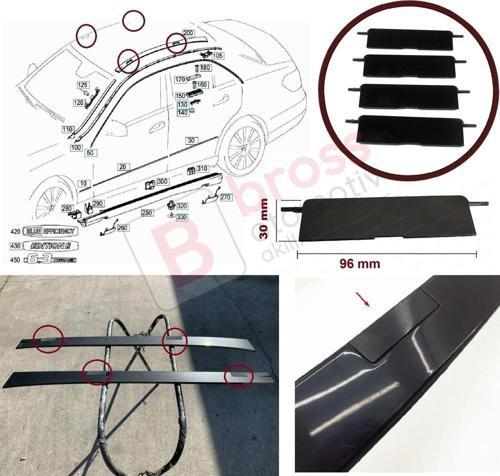 BSR555 1 Mercedes E W212 İçin 4 Adet Tavan Oluk Çıtası Port Bagaj Kapağı 2126902882 96*30 mm