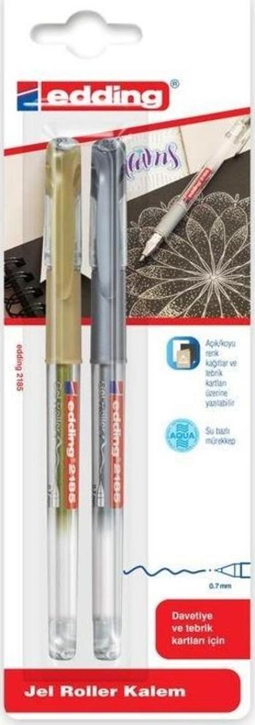 2185 Jel Mürekkepli Roller Kalem 2'li (Altın-Gümüş)