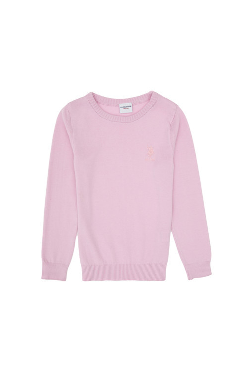 Kız Çocuk Toz Pembe Bisiklet Yaka Basic Kazak 50313081-VR050