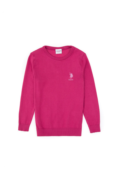 Kız Çocuk Pembe Bisiklet Yaka Basic Kazak 50313081-VR041