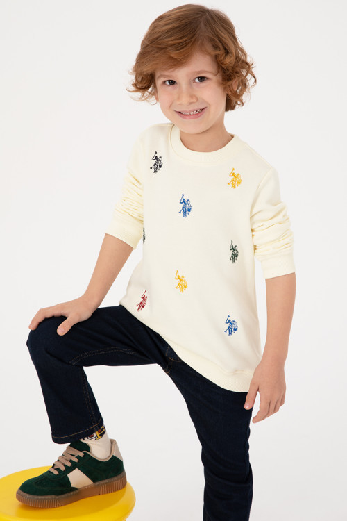 Erkek Çocuk Krem Bisiklet Yaka Sweatshirt 50316501-VR256