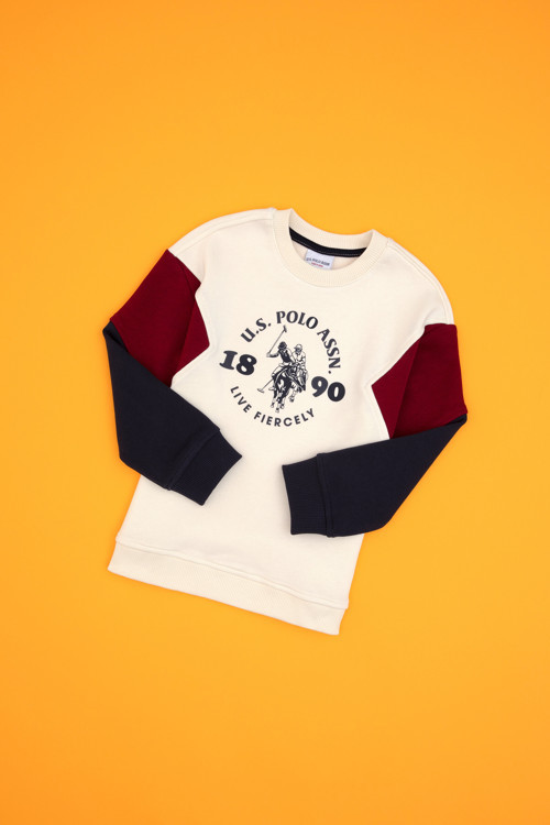 Erkek Çocuk Krem Bisiklet Yaka Sweatshirt 50316626-VR256